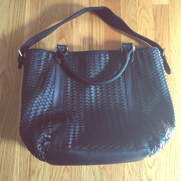 Black Leather Weave Bag/Purse