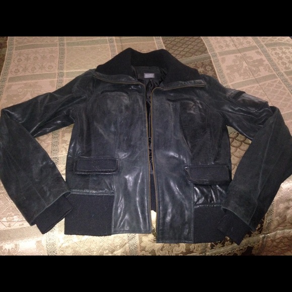 Women's black leather jacket