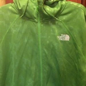 Green Northface zip Hoodie