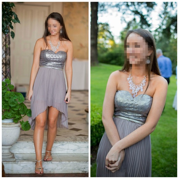 Small high low taupe dresses