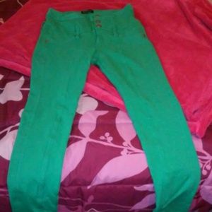 High waisted green jeggings