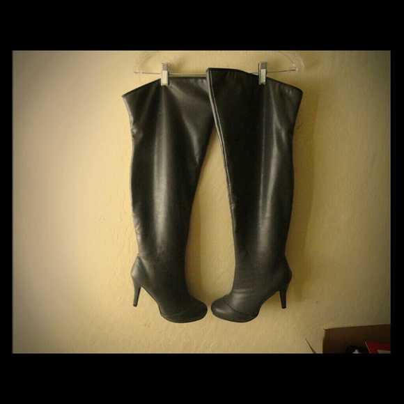Grey Knee High Boots