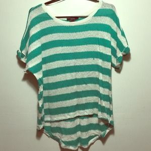 Green and white hi-low blouse size LARGE