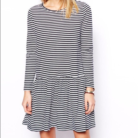 ASOS striped drop waist dress