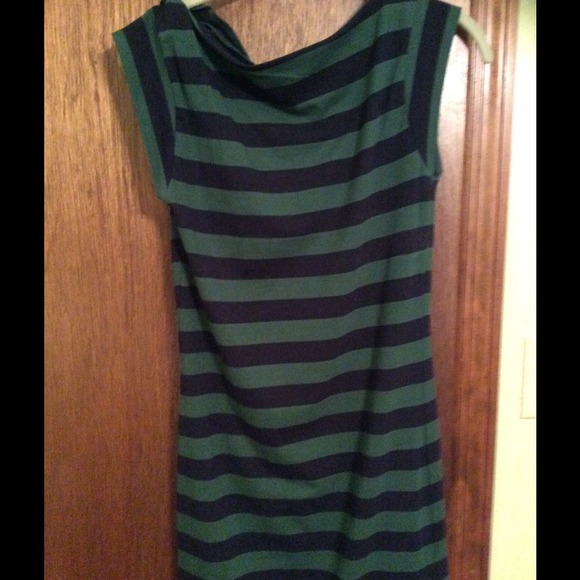 French Connection navy and green dress
