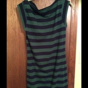 French Connection navy and green dress