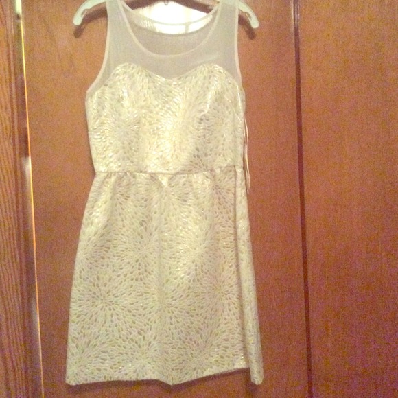 NWT Elle Cream and Gold dress