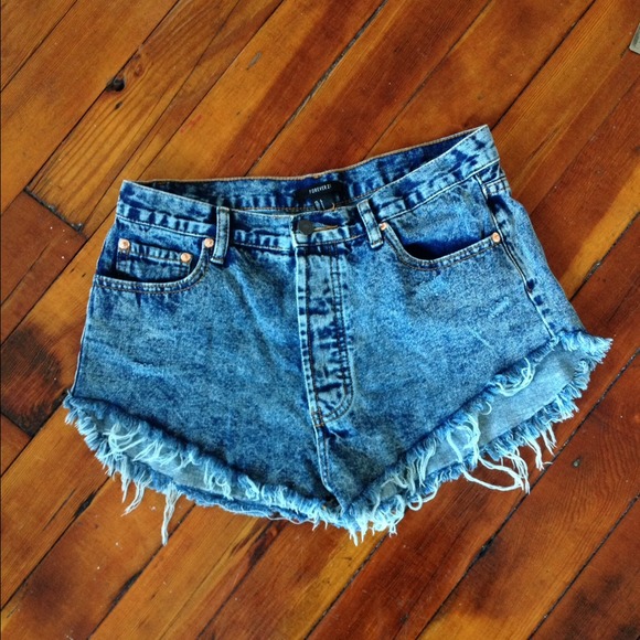 High waisted denim shorts