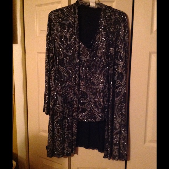Black Sparkles 2 Piece Top and Jacket - Picture 1 of 3