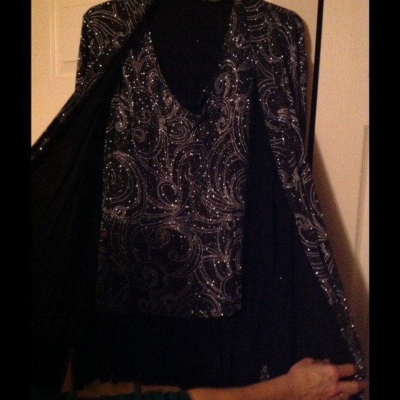 Black Sparkles 2 Piece Top and Jacket - Picture 2 of 3