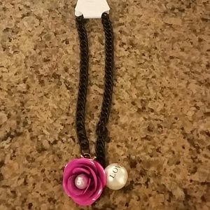 Hot pink flower necklace