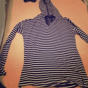 Long sleeve waffle hooded shirt