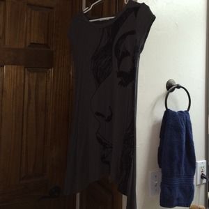 Promod medium gray art dress with face