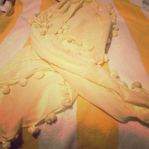 Yellow Pom Pom scarf