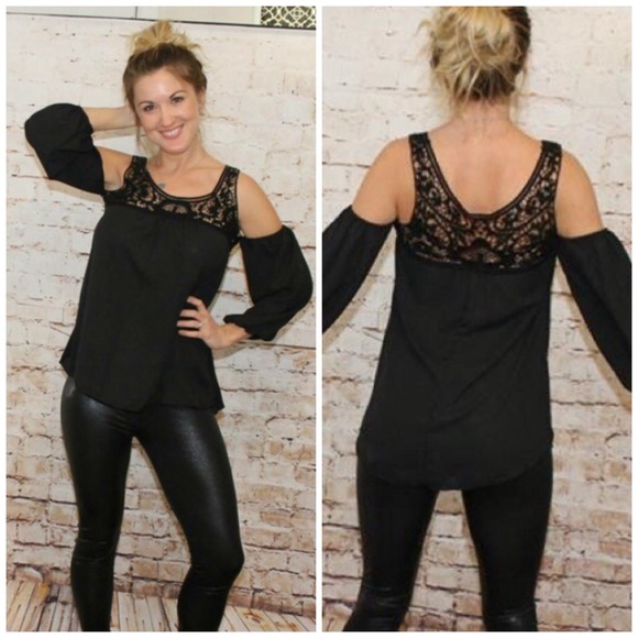 🆕 Crochet Detail Open Shoulder Sexy Top in Black!