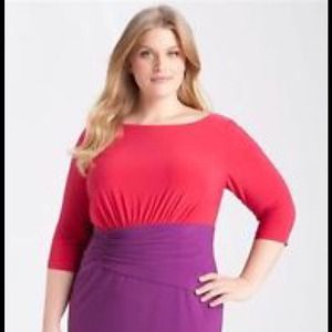 Adrianna Pappell red and purple dress