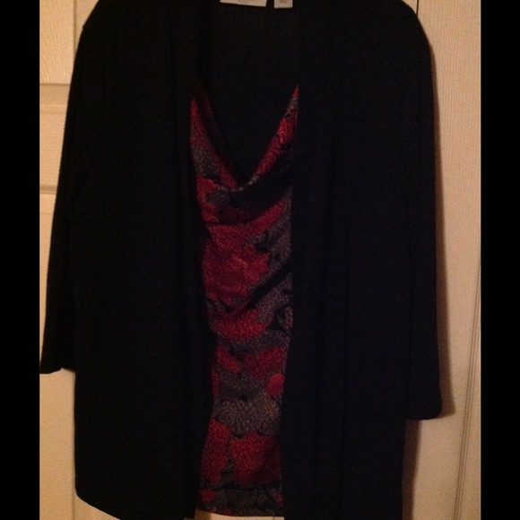 Red and Black 2 Piece Set with Sweater and Top
