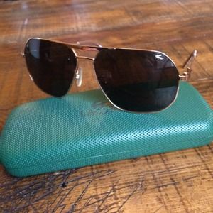 Lacoste Gold Aviator Sunglasses with Case