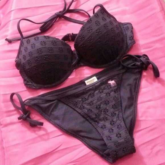 Abercrombie navy blue string bikini