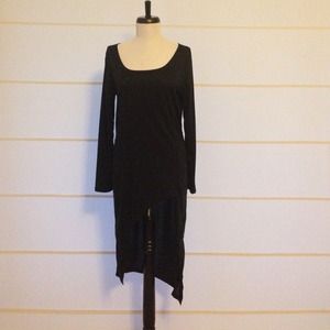 Black Asymmetrical Long-Sleeve Tunic