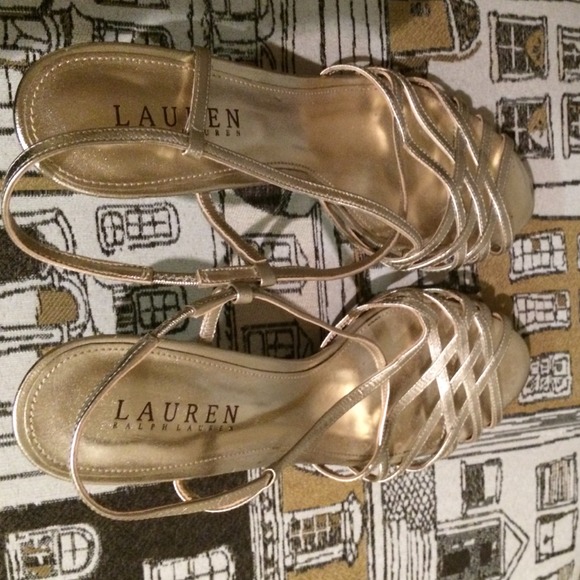 Ralph Lauren gold strappy sandals - Picture 3 of 3