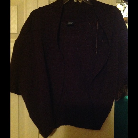 Brown Short Sleeve Knit Sweater