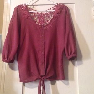 •Buttoned purple blouse•