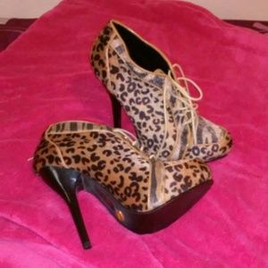 Leopard print booties