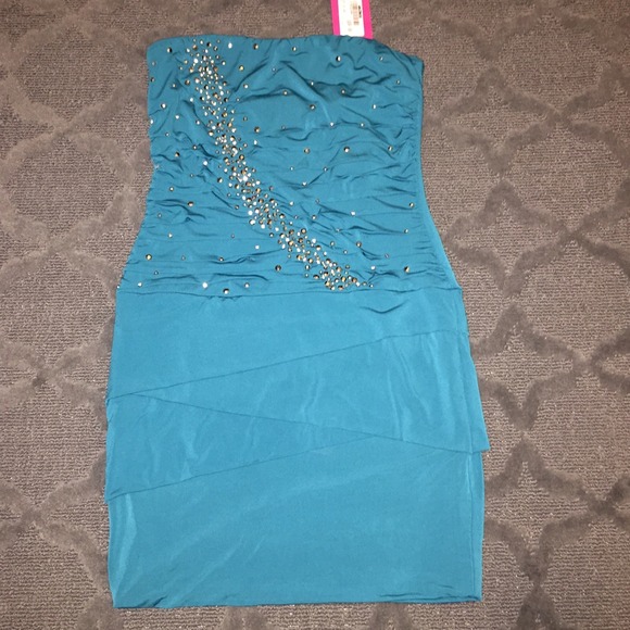 Teal Cocktail Dress - Picture 2 of 4