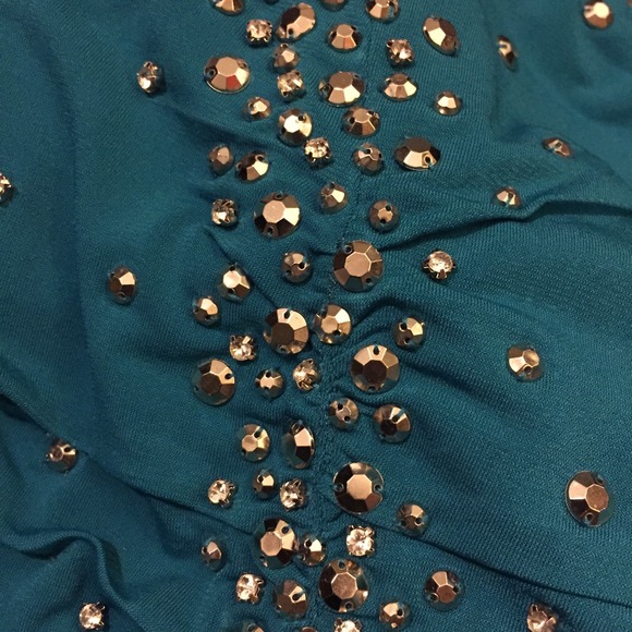 Teal Cocktail Dress - Picture 3 of 4
