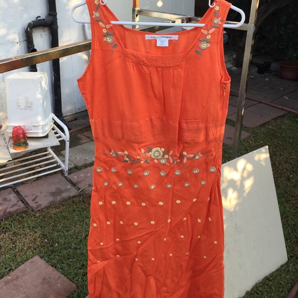 Cute orange embroidered dress