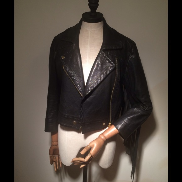 Diane von Furstenberg fringed leather jacket