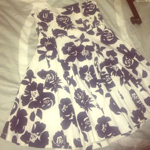 Eggshell white and dark blue floral summer dress