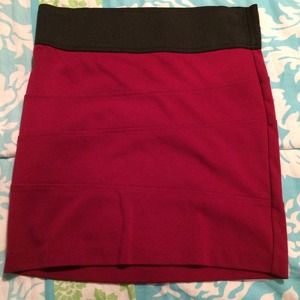 Dark pink tight high waisted skirt