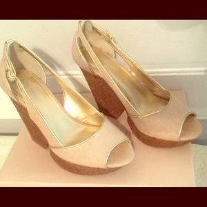 BCBGeneration wedges with gold trim! So cute!!