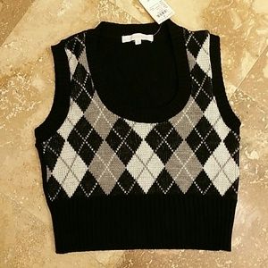 NWT Crop Plaid Sweater Vest!  Sz M.