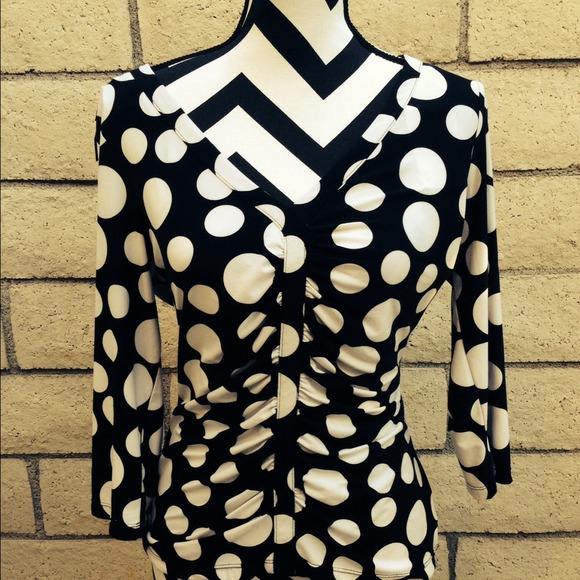 INC -Black & White Polka-Dot blouse Large