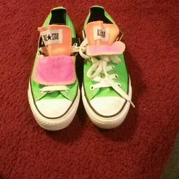 Neon double tounge Converse Sneakers