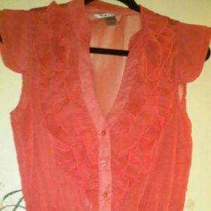 Pink with white blouse