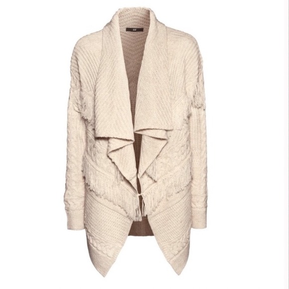 HM knit draped cardigan with fringe