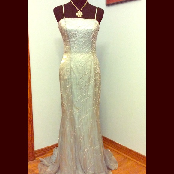 Light blue beaded gown - Picture 1 of 3