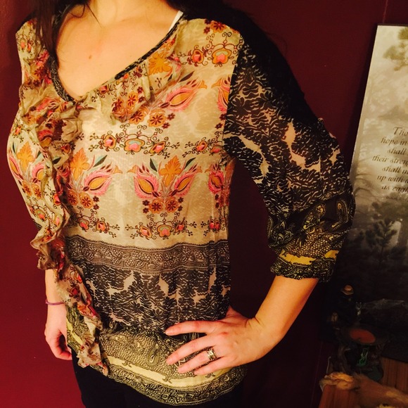 Black and Tan floral shirt