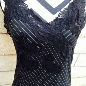 Express  Large pinstripe & Lace top