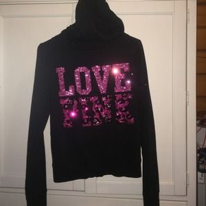 Victoria's Secret pink full zip sequined hoodie