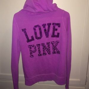 Victoria's Secret pink full zip rhinestoned hoodie