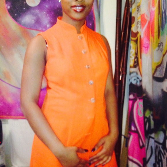 Orange Sleeveless Dress - Picture 3 of 4