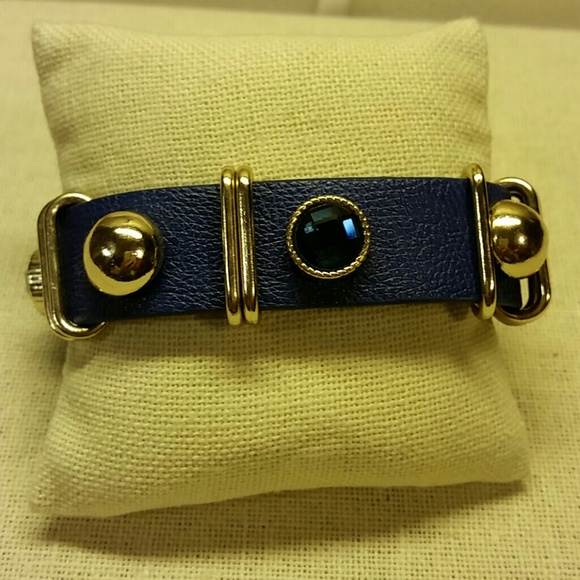 Blue mixed media bracelet