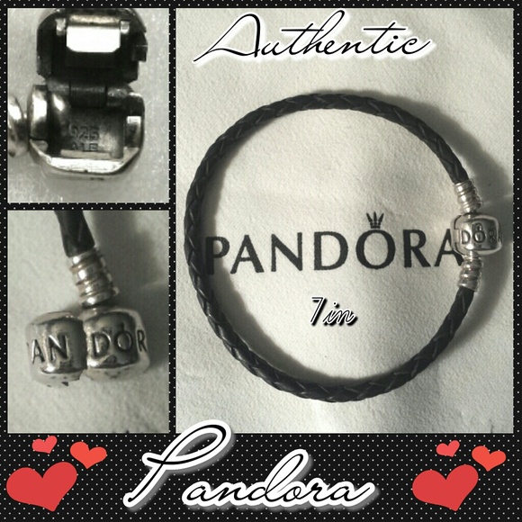 Authentic Pandora Black Leather Braided Bracelet