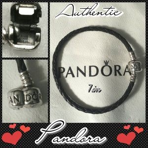 Authentic Pandora Black Leather Braided Bracelet