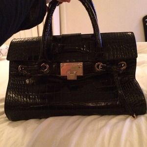 Jimmy choo black Rosalie croc leather handbag